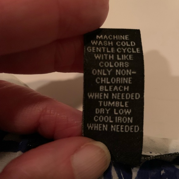 INC International Concepts White & Blue Flowy Blouse Pullover Size 10 Oversized - Picture 7 of 9